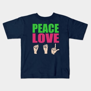 Peace Love ASL Kids T-Shirt